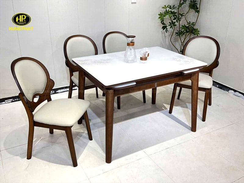 bộ bàn ăn 6 ghế mở rộng mặt đá ceramic ba-65