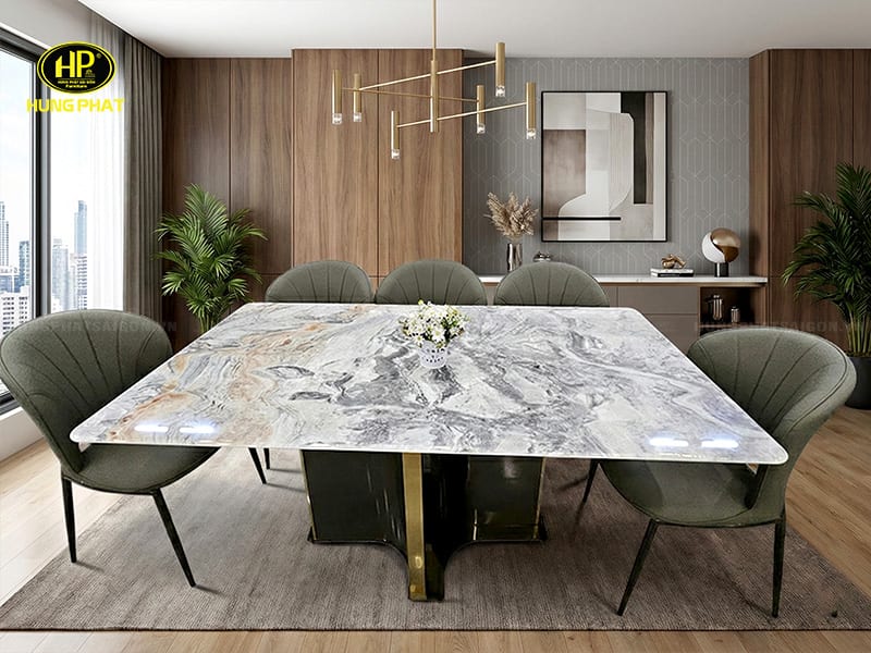 bộ bàn phòng ăn mặt đá vi tinh thế 6 ghé ba-63