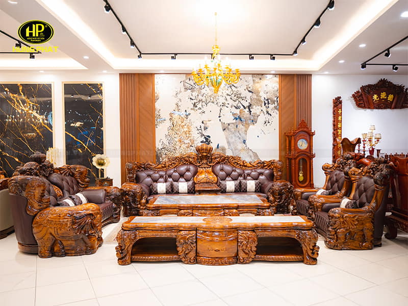 bộ ghế sofa gỗ linh tượng hoàng gia