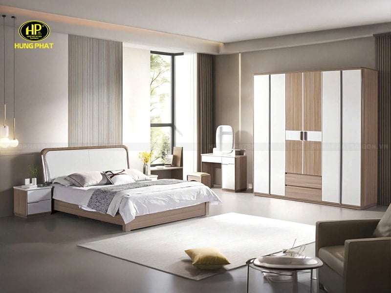 combo giường ngủ tủ quần áo tp-3008