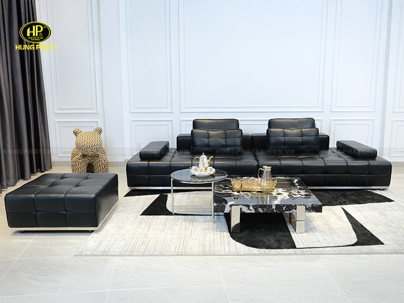 sofa da bò ý tay vuông lmd-02