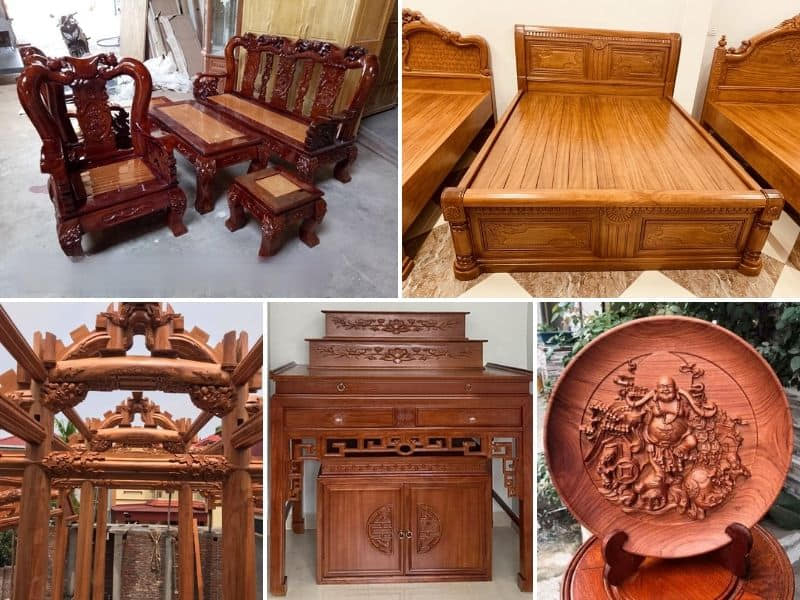ứng dụng gõ đỏ trong sản xuất nội thất