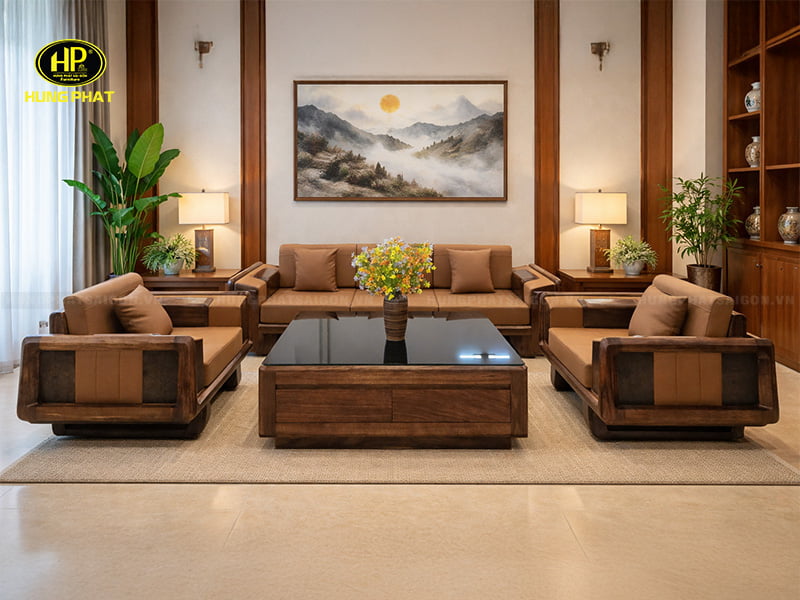 bộ ghế salon gỗ hương xám hhh-105