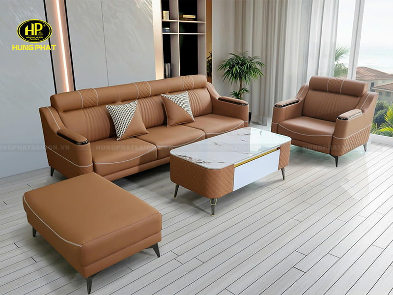 bộ sofa băng đẹp bọc da chống trầy vt-309c