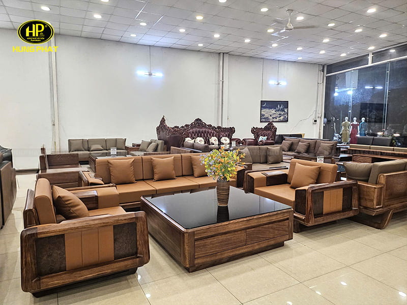 hình thực tế bộ sofa gỗ hương xám hh-105x