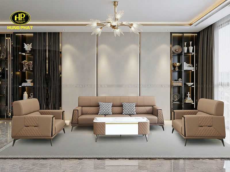 bộ sofa băng phòng khách bọc da chống trầy vt-306c
