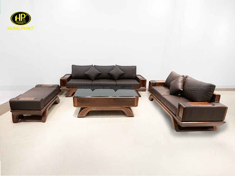 bộ ghế salon gỗ óc chó sang trọng ho-109