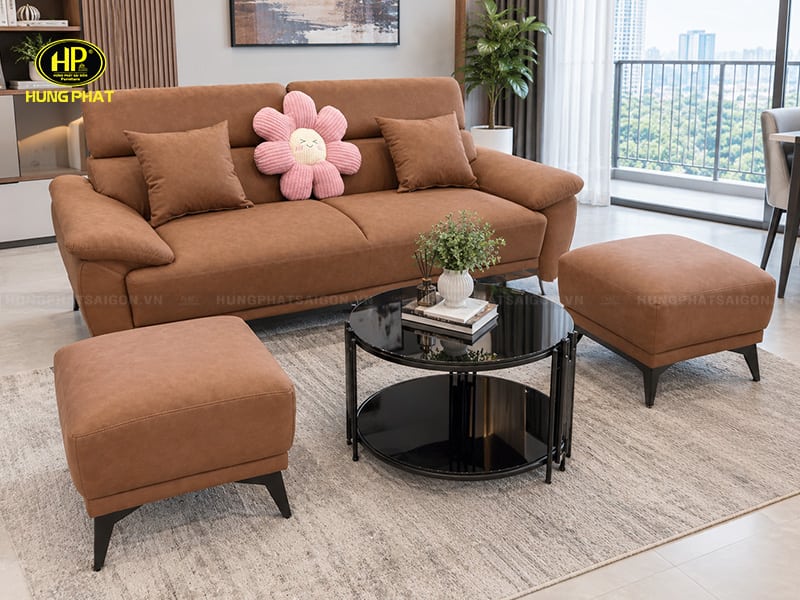 bộ sofa da hàn quốc phòng khách nhà ống h-135