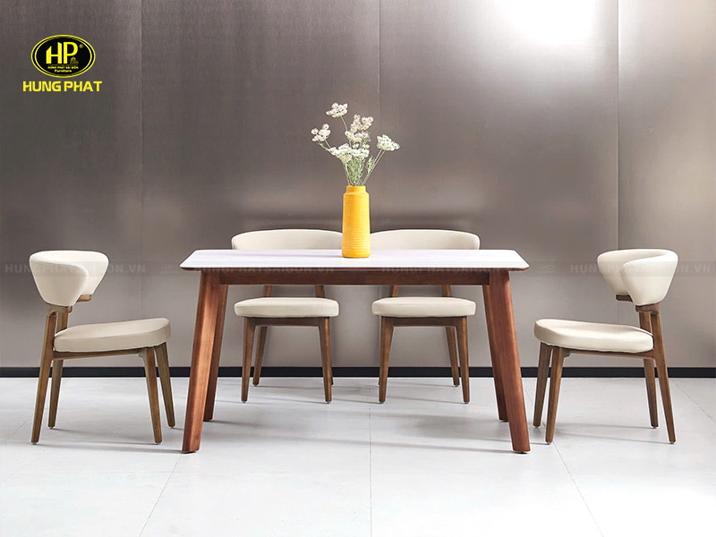 bàn ăn 4 ghế mặt đá cảm thạch ba-6160