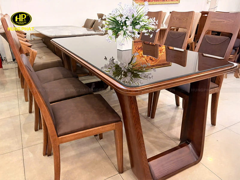 combo bàn và 6 ghế ăn gỗ sồi nga tm-23