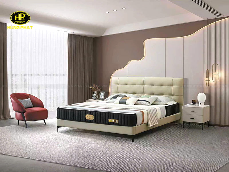 giường ngủ chất liệu da bò a8932