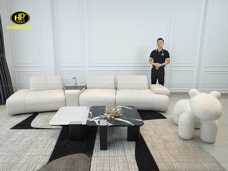 sofa da bò vero 2331 màu trắng