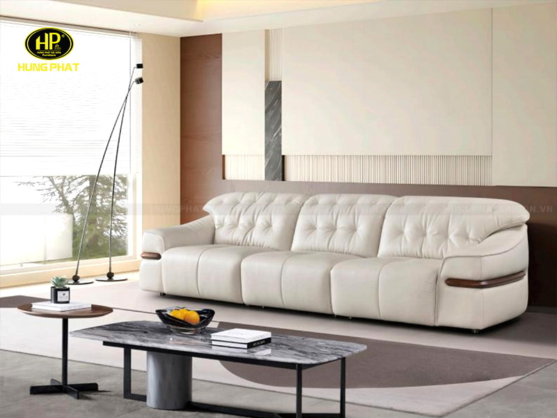 sofa phòng khách da cao cấp viền gỗ sf-2320