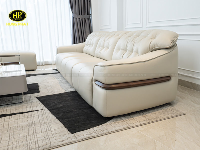 viền gỗ mun tinh tế sofa da bò 2230
