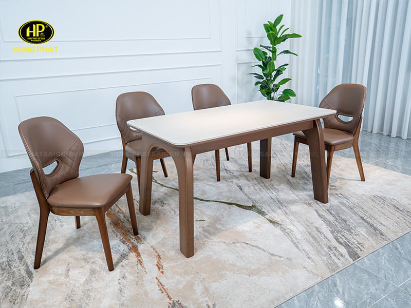 bàn ăn l119 kết hợp nhiều mẫu ghế ăn