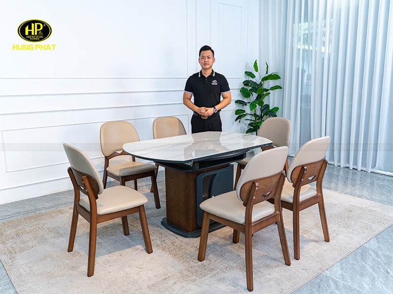bàn ăn s688 có 6 ghế đi kèm