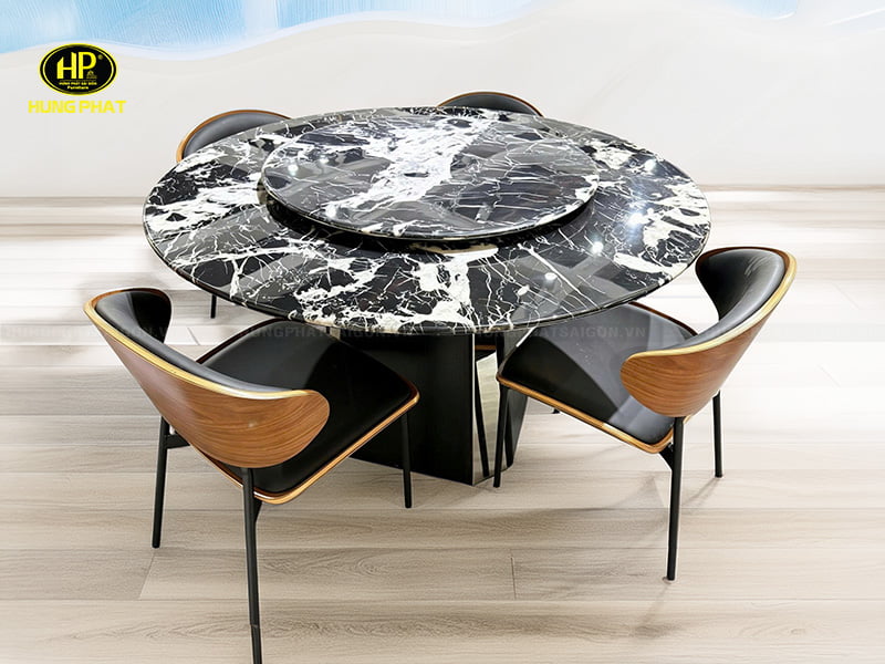 bàn tròn mặt đá 2 tầng hy6946