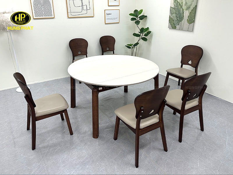 bộ bàn ăn tròn thông minh mở rộng s685