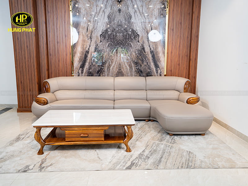 bộ ghế sofa gỗ mun da bò ý nhập khẩu wj-266