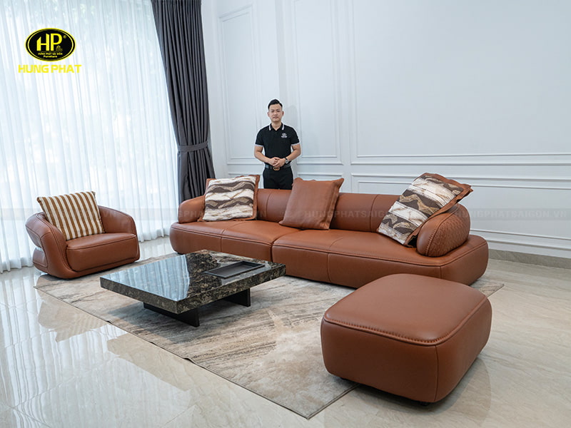 sofa da bò david10 chụp tại showroom hưng phát sài gòn gò vấp