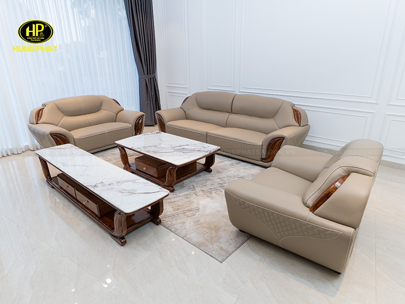 sofa gỗ mun da bò bộ 1+2+3 2211