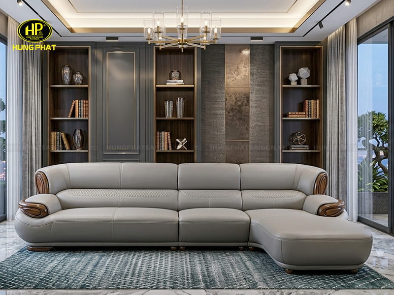 sofa gỗ mun da bò ý