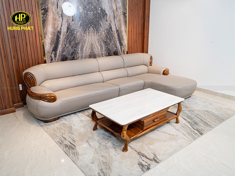sofa góc l gỗ mun wj-266