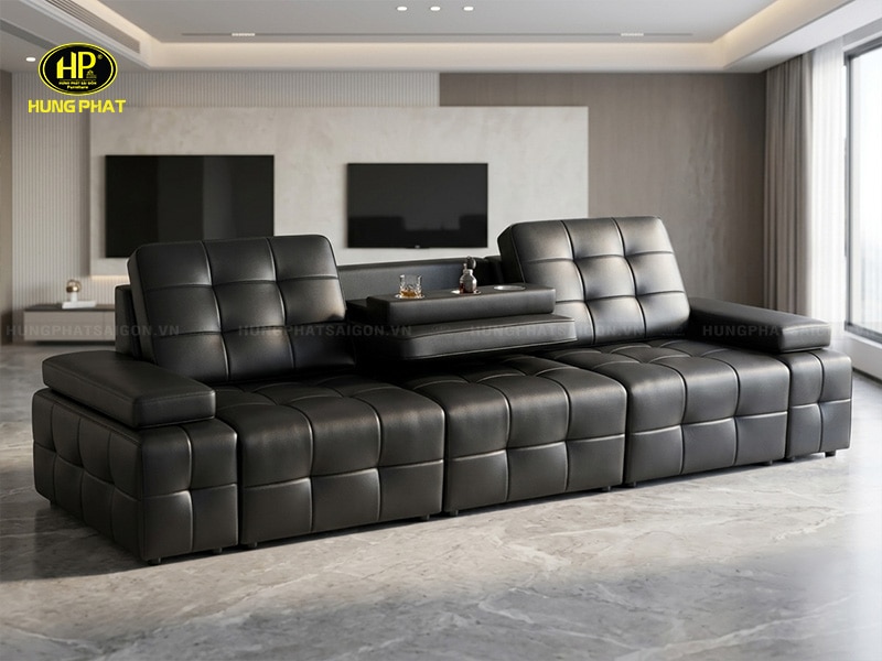 sofa phòng khách da bò nhập 6003