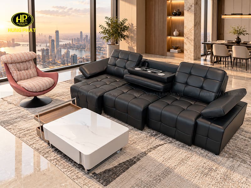 sofa thư giãn phòng khách da bò nhập f6003
