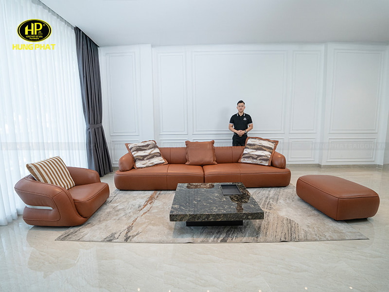 trọn bộ sofa da bò bao gồm ghế đơn david10
