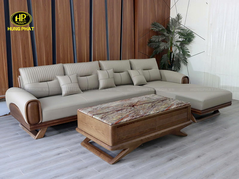 ảnh thực tế bộ ghế sofa gỗ sồi vt-106a
