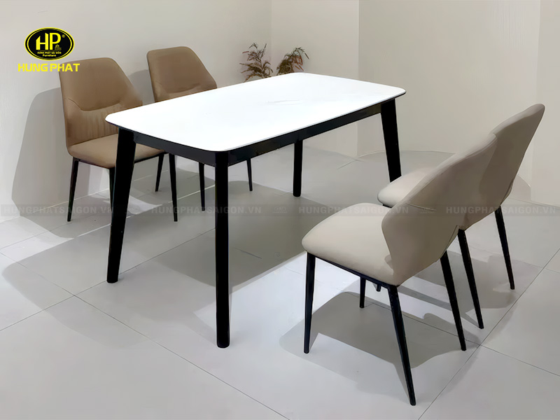 bàn ăn hiện đại mặt đá vi tinh thể 6101