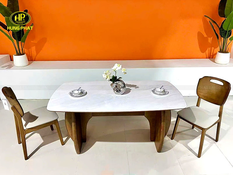 bàn ghế ăn 6 chỗ ngồi mặt đá cảm thạch 3666