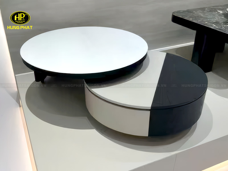 bàn sofa mặt đá đôi hình tròn 2657