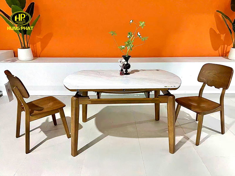bộ bàn ăn 6 ghế mặt đá cẩm thạch 9707