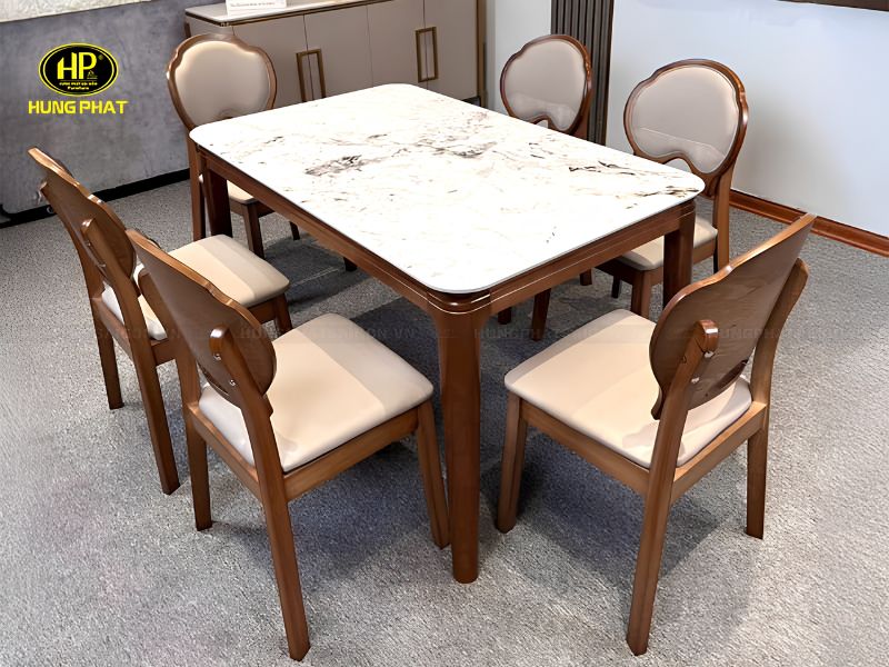 Bộ bàn ăn 6 ghế mặt đá nhập khẩu AD-K93