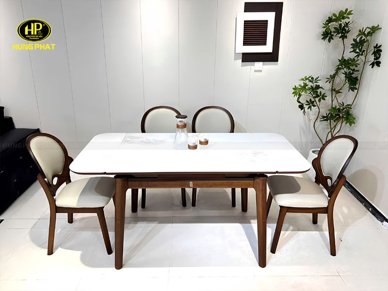 Bộ bàn ăn 6 ghế mở rộng mặt đá AD-LY05 