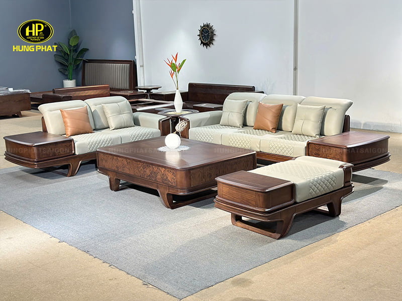 bộ salon gỗ sồi nga veneer nu gỗ óc chó sv-307k
