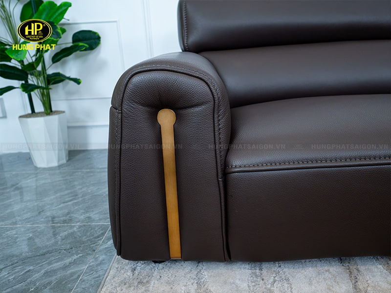 chi tiết ốp gỗ tự nhiên phần khung ghế sofa ls96129q