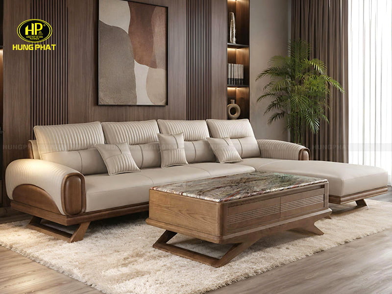 ghế sofa góc l gỗ sồi tự nhiên vt-106a