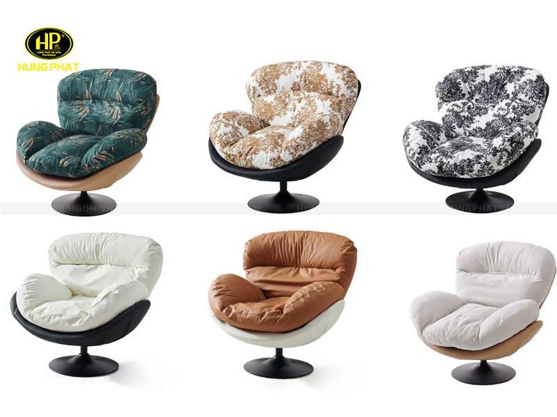 ghế thư giãn xoay 360 độ chân thép không gỉ d06