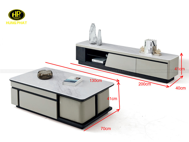 kích thước bàn cafe và kệ tivi m618