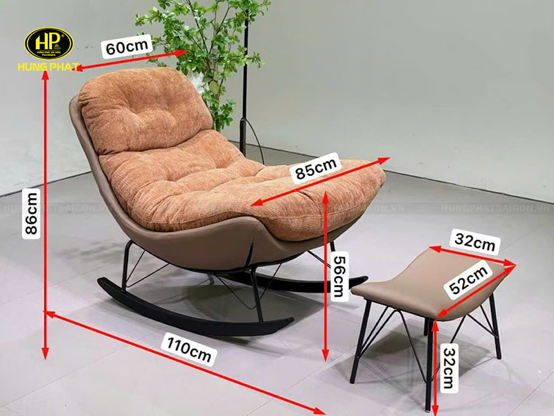 thông số kích thước ghế báp bênh thư giãn d103
