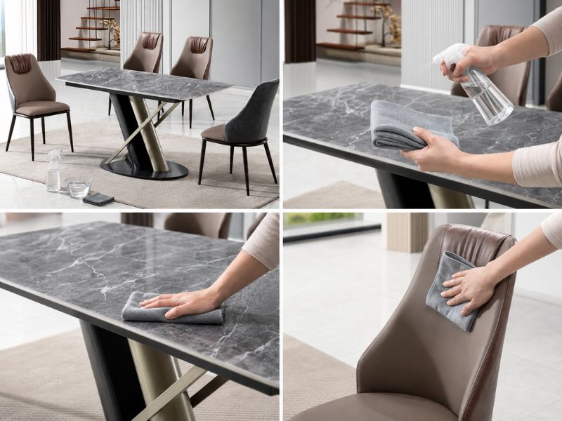 vệ sinh bộ bàn ăn 4 ghế đúng cách