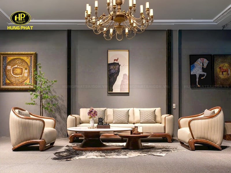 bộ sofa gỗ sồi nga hiện đại uv38