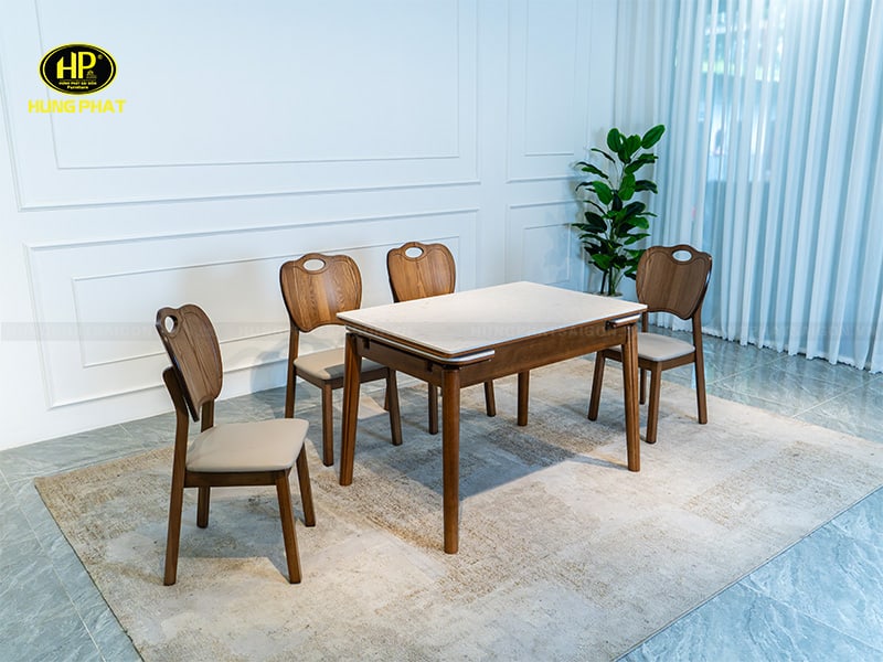 bàn ăn gỗ mặt đá l-137-3