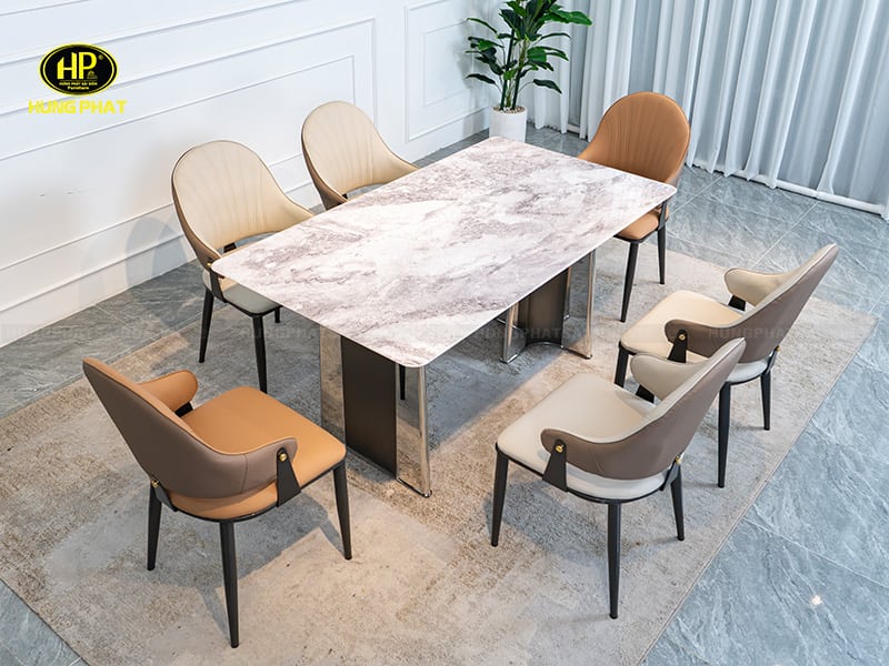 bộ bàn ăn cơm gia đình mặt đá cao cấp ba-x08