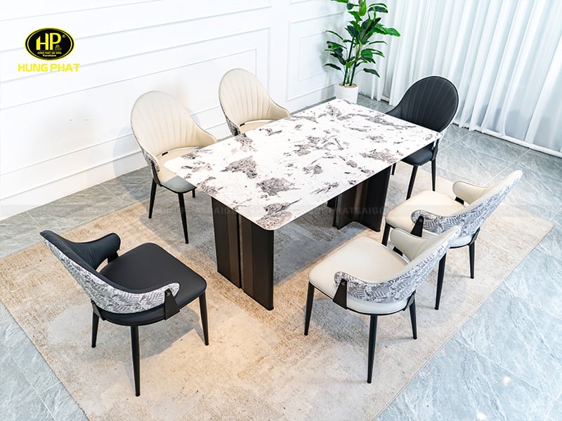 bộ bàn ăn mặt đá nhập khẩu ba-x35