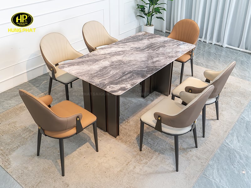 bộ bàn ăn mặt đá tự nhiên ba25-23