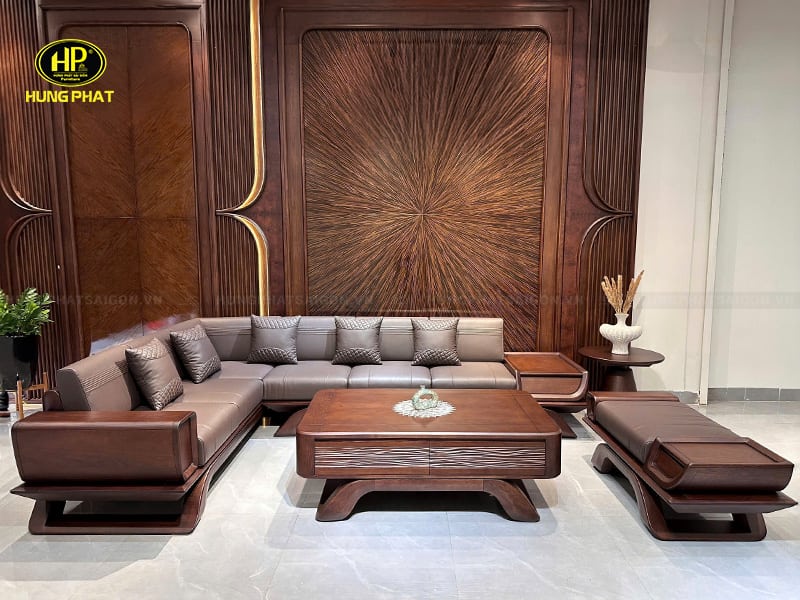 bộ sofa gỗ sồi nga góc l tựa quây sl-032